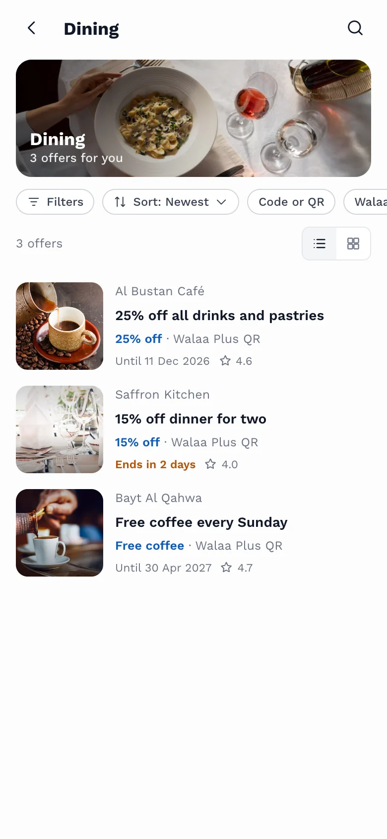 StaffCare employee offer browsing, with categories and benefit details